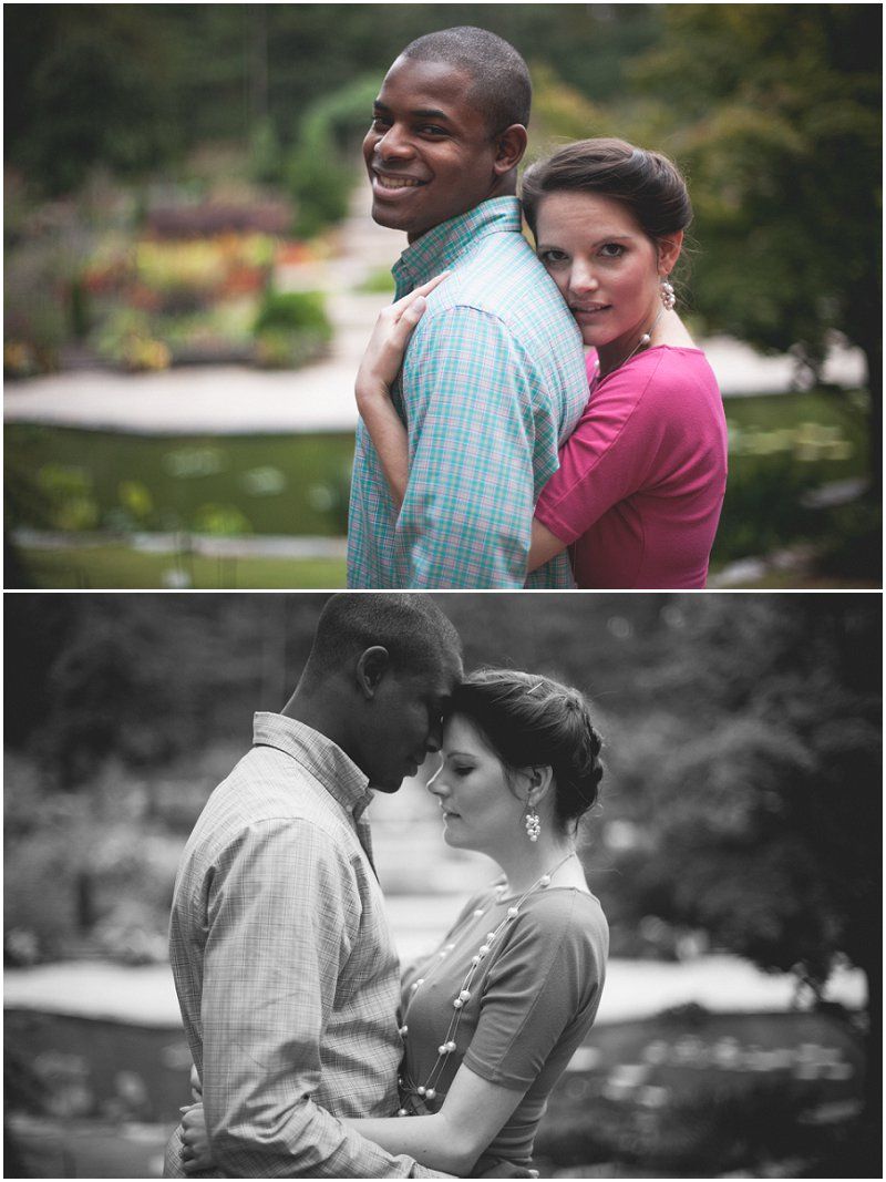 A warm embrace overlooking the Duke Gardens during the engagement session