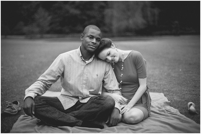 Perfect love, sitting on the blanket at the duke gardens engagement session