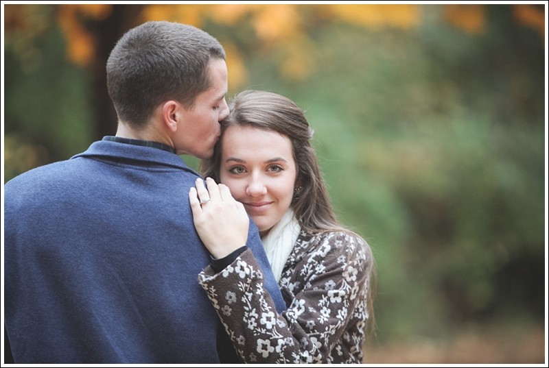 The Look of love during a fall engagement session at reedy creek park in Charlotte North Carolina