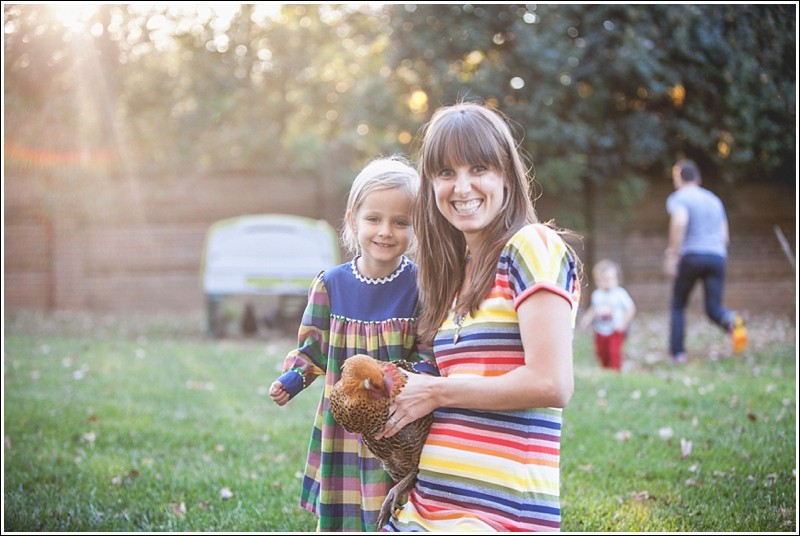 chickens during the fall family portrait session in Charlotte nc