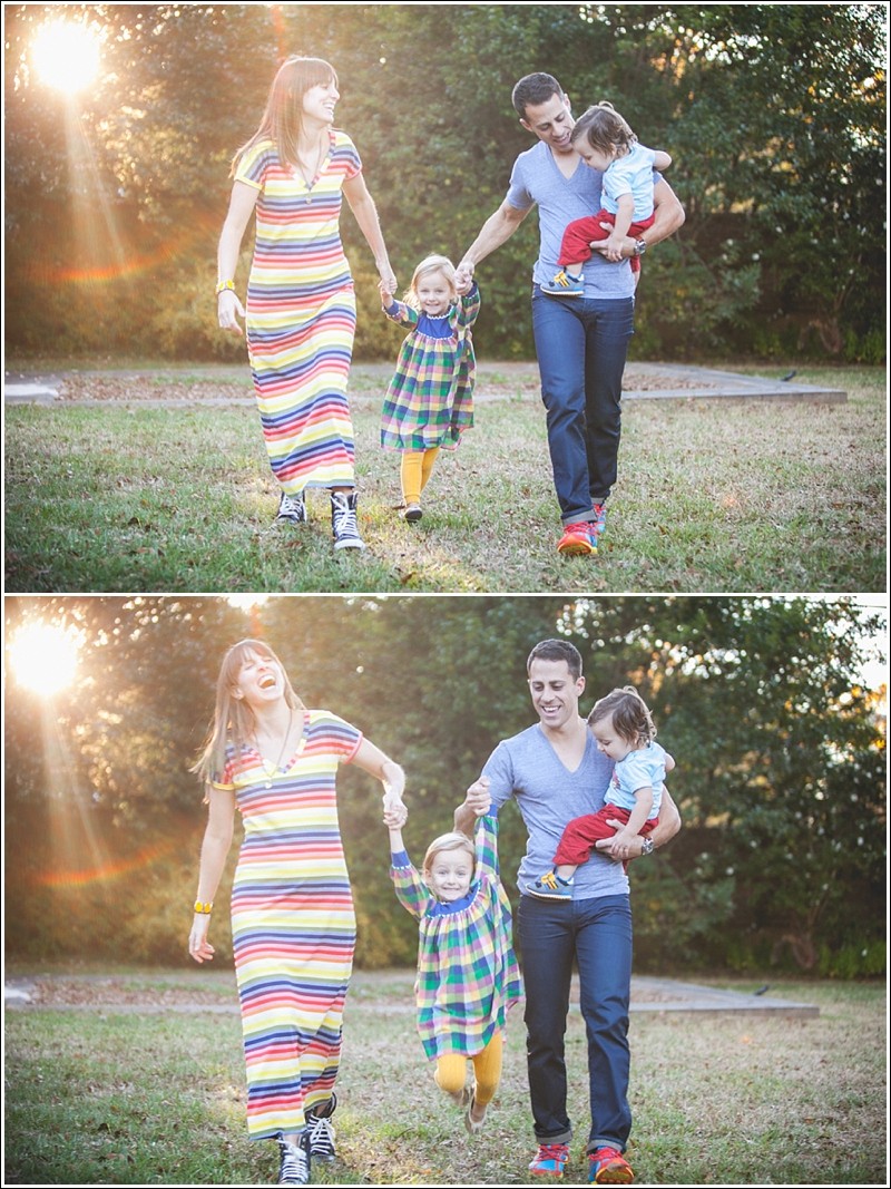 Holding hands during the fall family portrait session in Charlotte nc