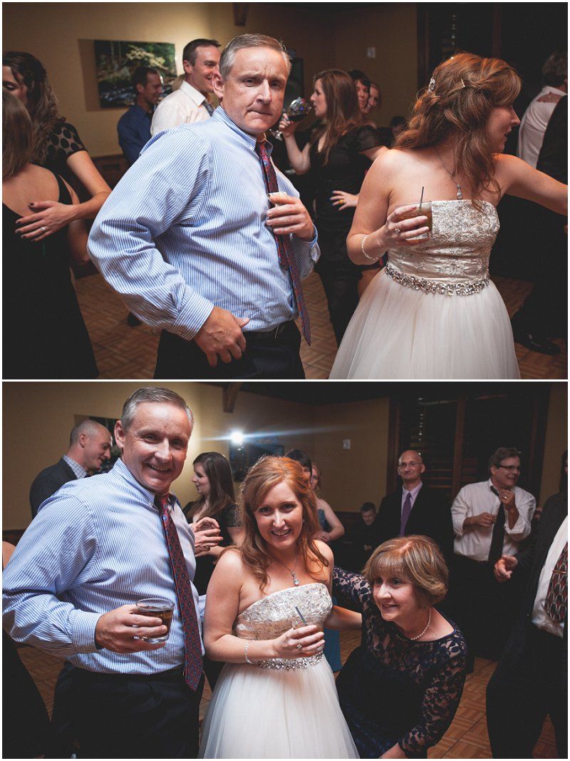 Family dancing together during the reception at the Waterfront wedding at the chetola resort and spa in Blowing rock North Carolina
