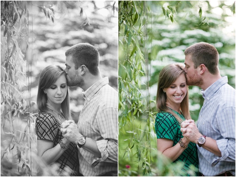 Weeping Willow Tree Andrew and Anna at the Engagement portraits at the Greensboro Bicentennial Gardens