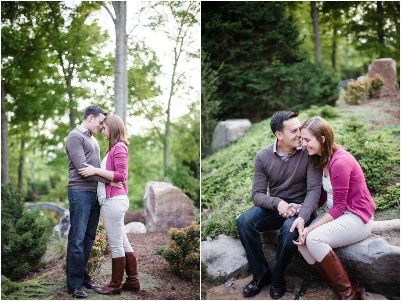 Military camo uniform during the engagement session at freedom park and the uncc botanical gardens