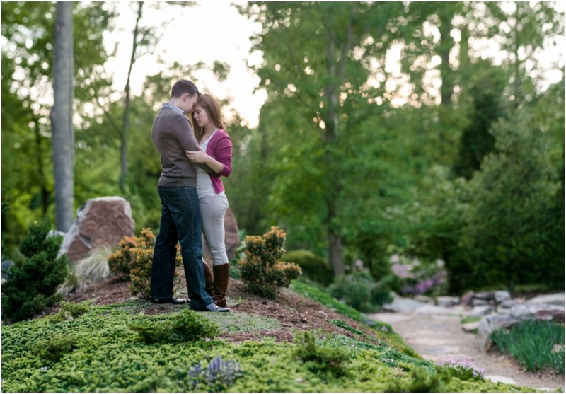 brenizer method at the gardens Military camo uniform during the engagement session at freedom park and the uncc botanical gardens