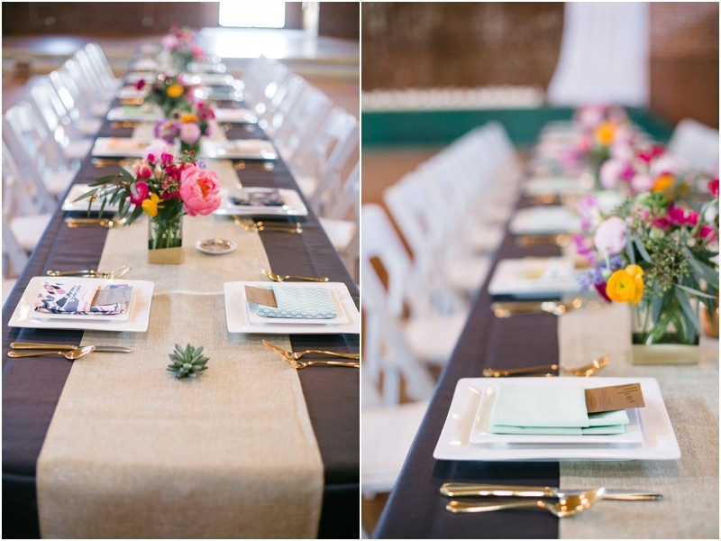 The table settings at the NC old monroe armory wedding in monroe north carolina