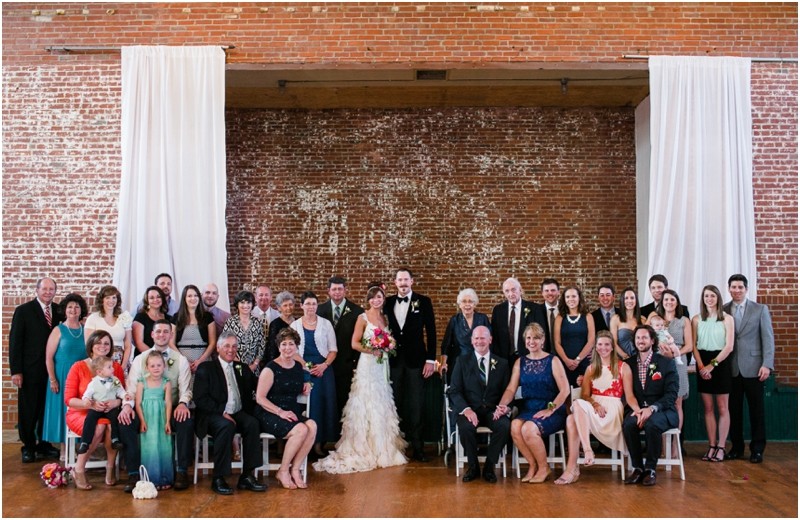 All of the people at the wedding at the NC old monroe armory wedding in monroe north carolina