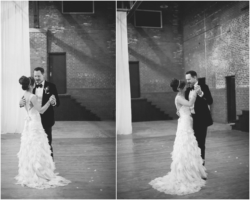 First dance at the NC old monroe armory wedding in monroe north carolina