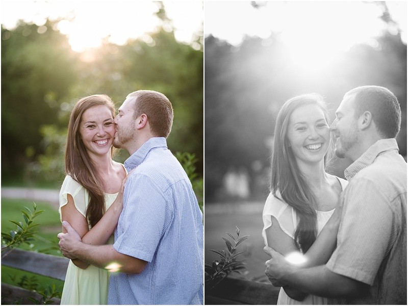 great lighting at the park during the engagement session at burr mill park and the greensboro bicentennial gardens
