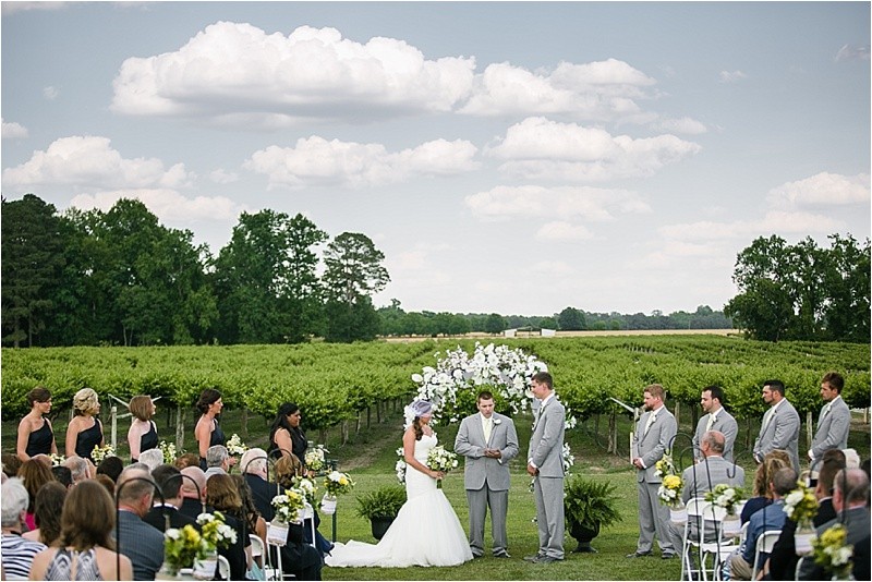 Vineyard ceremony location during the vineyard wedding at the Hinnant Family Vineyard in Pine Level Nc near Raleigh