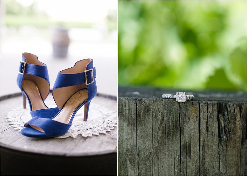 Ring and shoes during the vineyard wedding at the Hinnant Family Vineyard in Pine Level Nc near Raleigh
