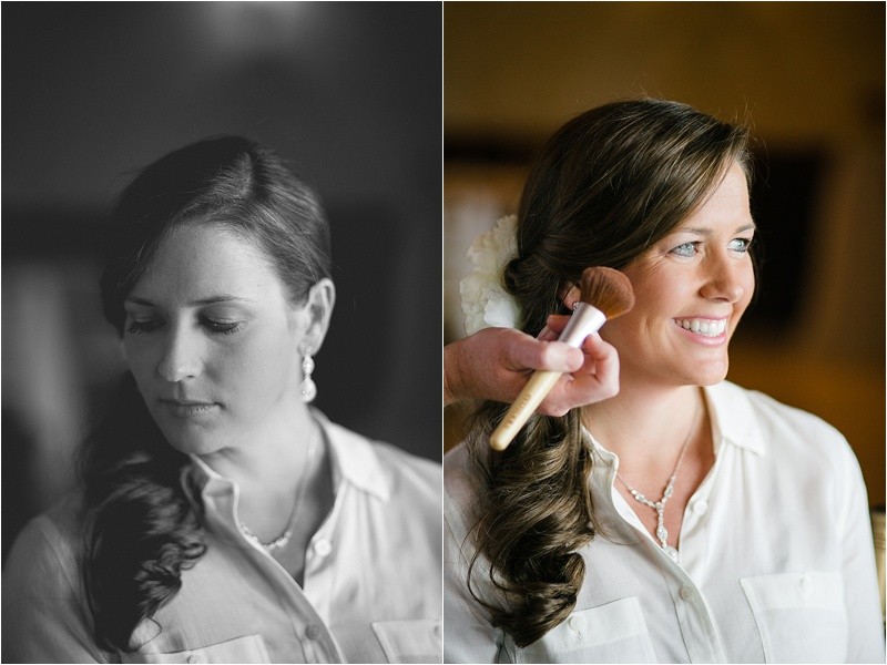 Bride getting ready during the vineyard wedding at the Hinnant Family Vineyard in Pine Level Nc near Raleigh
