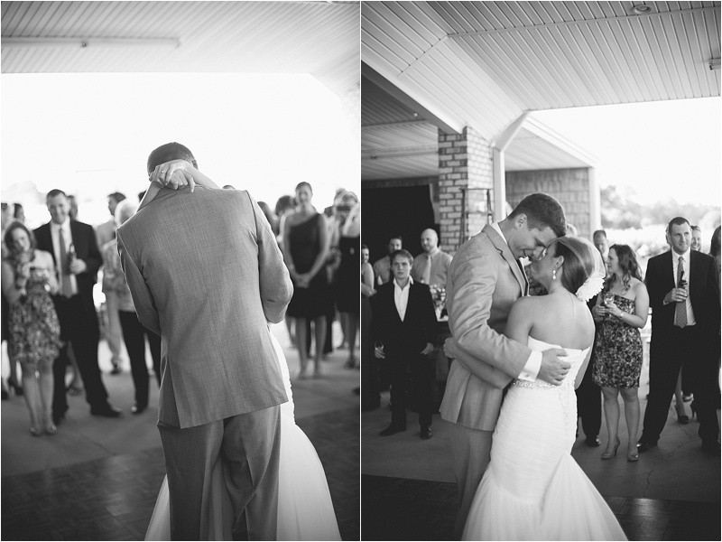 First dance during the reception during the vineyard wedding at the Hinnant Family Vineyard in Pine Level Nc near Raleigh