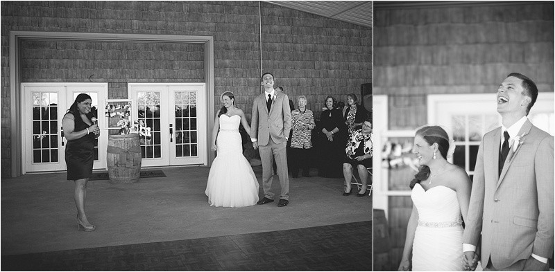 Funny and Emotional toasts during the vineyard wedding at the Hinnant Family Vineyard in Pine Level Nc near Raleigh