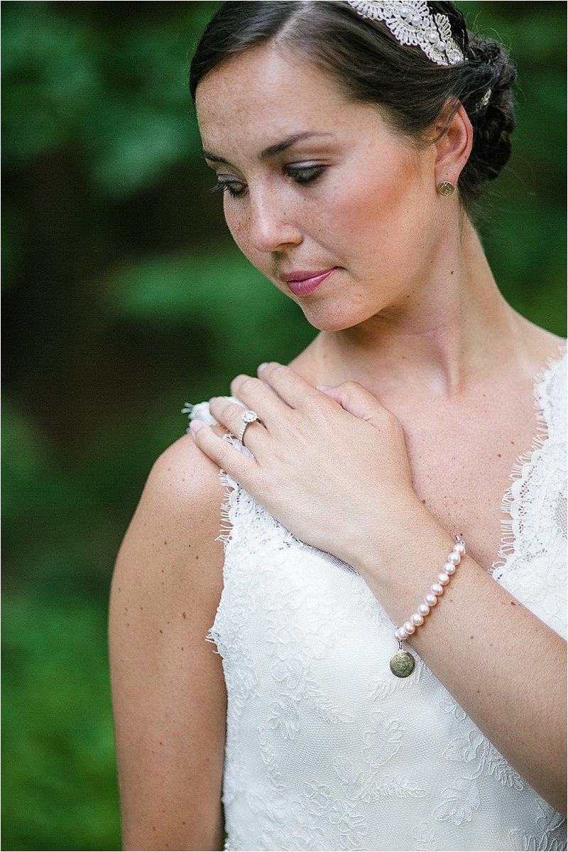 Rings and bracelet showing at the Jetton park bridal portrait session in lake norman north carolina