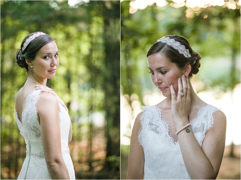 beautiful in front of the lake at the Jetton park bridal portrait session in lake norman north carolina