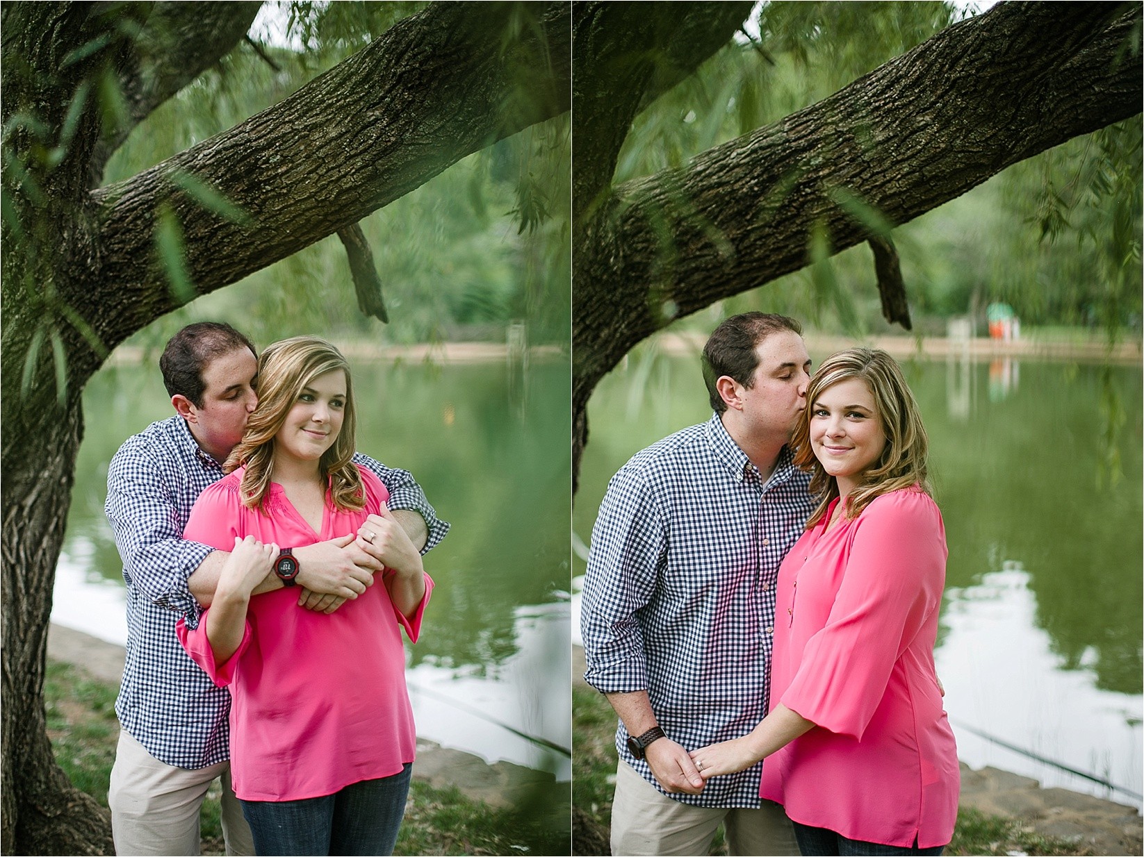 under the spanish moss tree at Catherine & Jordan's engagement session at freedom park and marshall park in Charlotte North Carolina