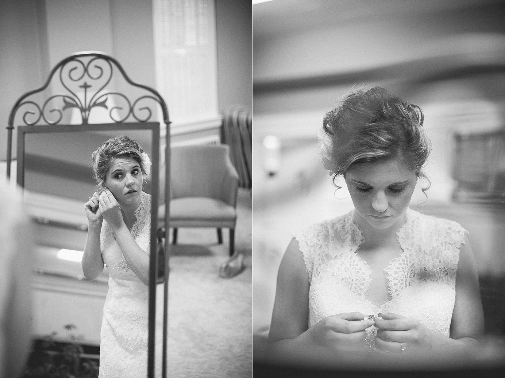 The mirror at the davidson college chapel wedding in Davidson north Carolina and the Charles mack citizen center wedding and reception