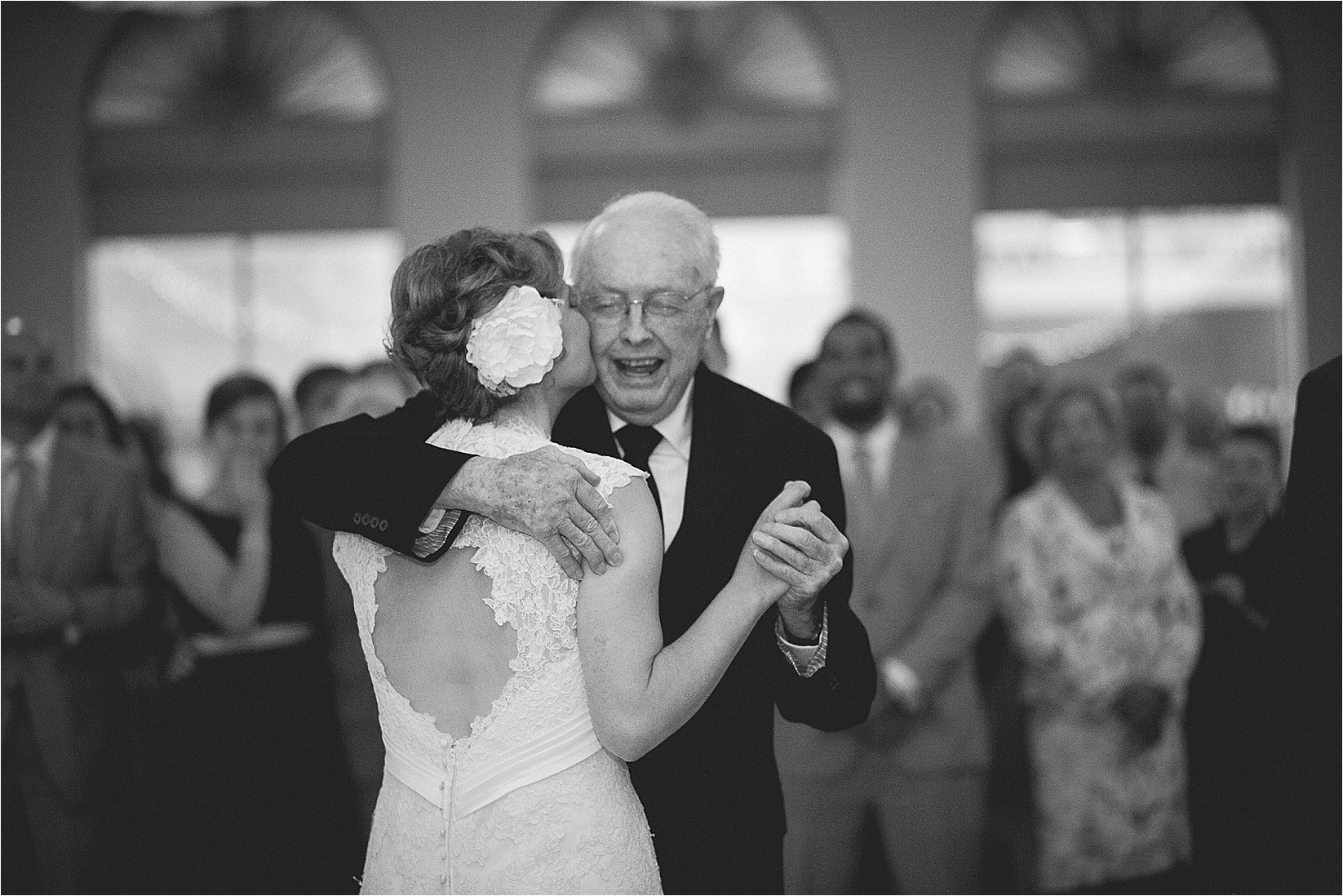 bride and grandfather dance at the davidson college chapel wedding in Davidson north Carolina and the Charles mack citizen center wedding and reception