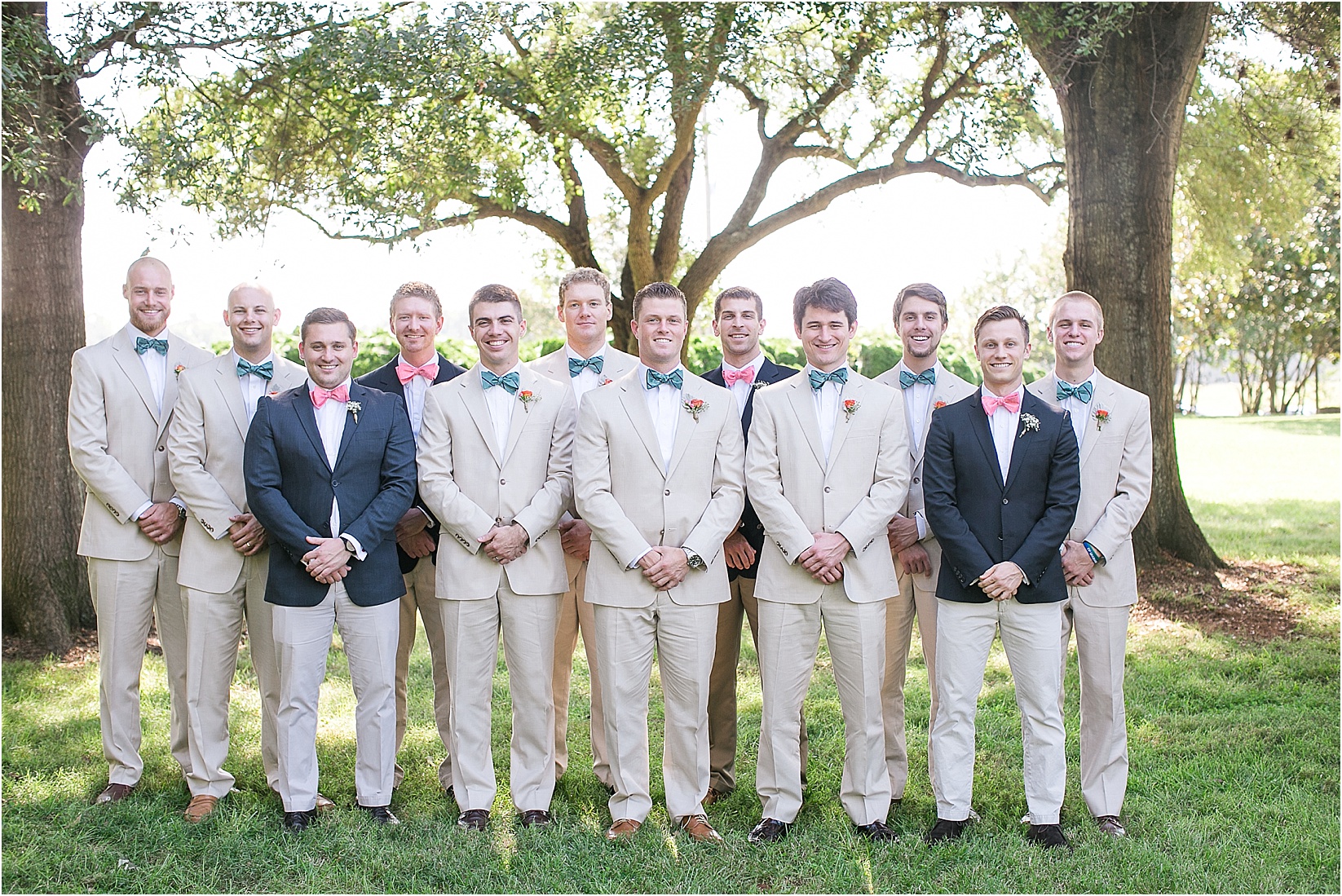 groomsmen and ushers during their wedding at the Historic Rural Hill wedding ceremony and reception in Huntersville nc