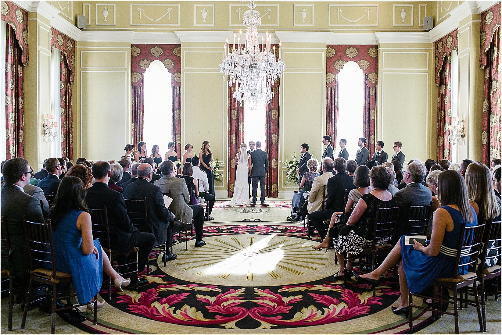 ceremony in the ballroom at the Charlotte City Club wedding in charlotte North Carolina
