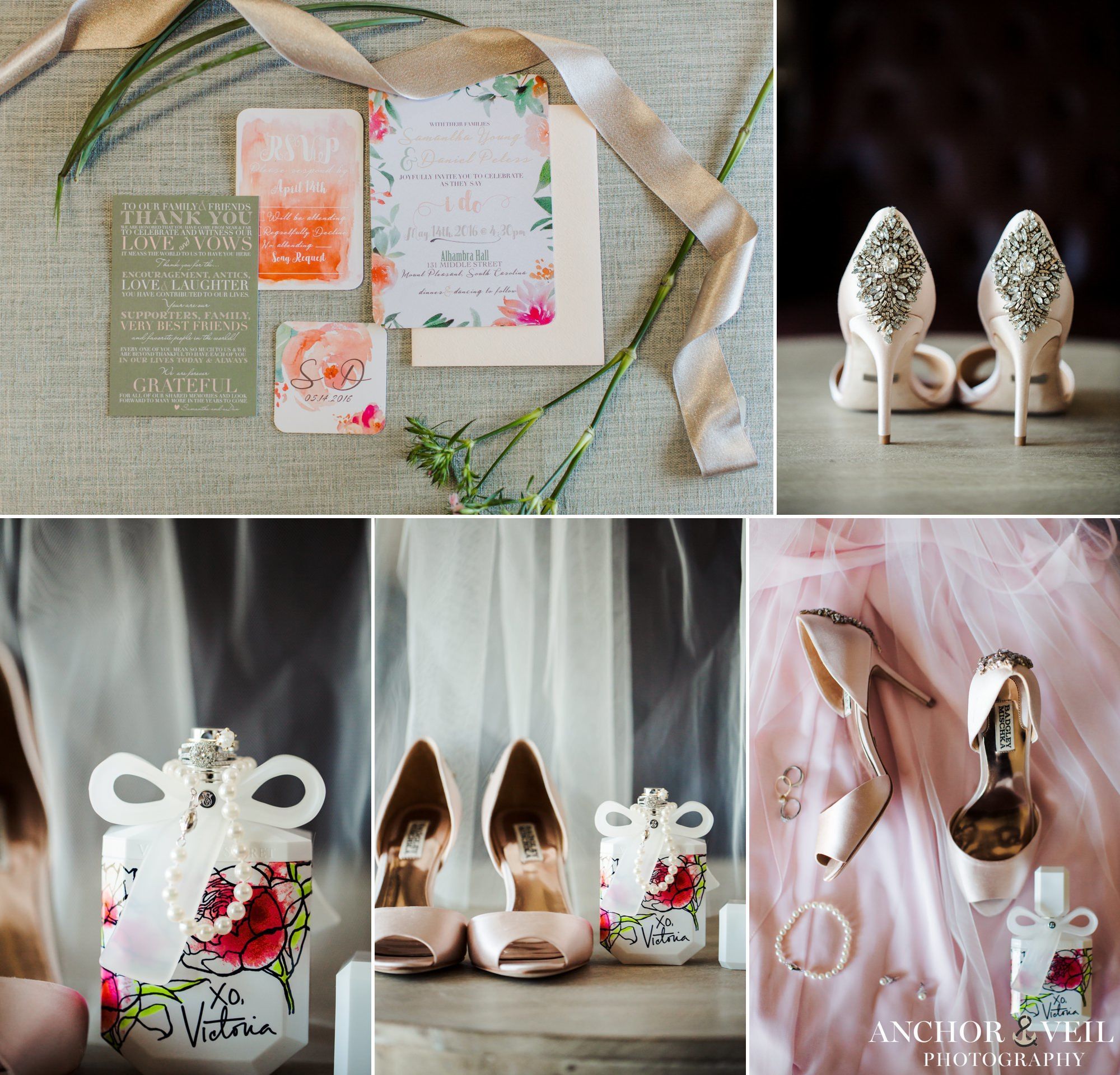 Brides shoes, stationary and perfume