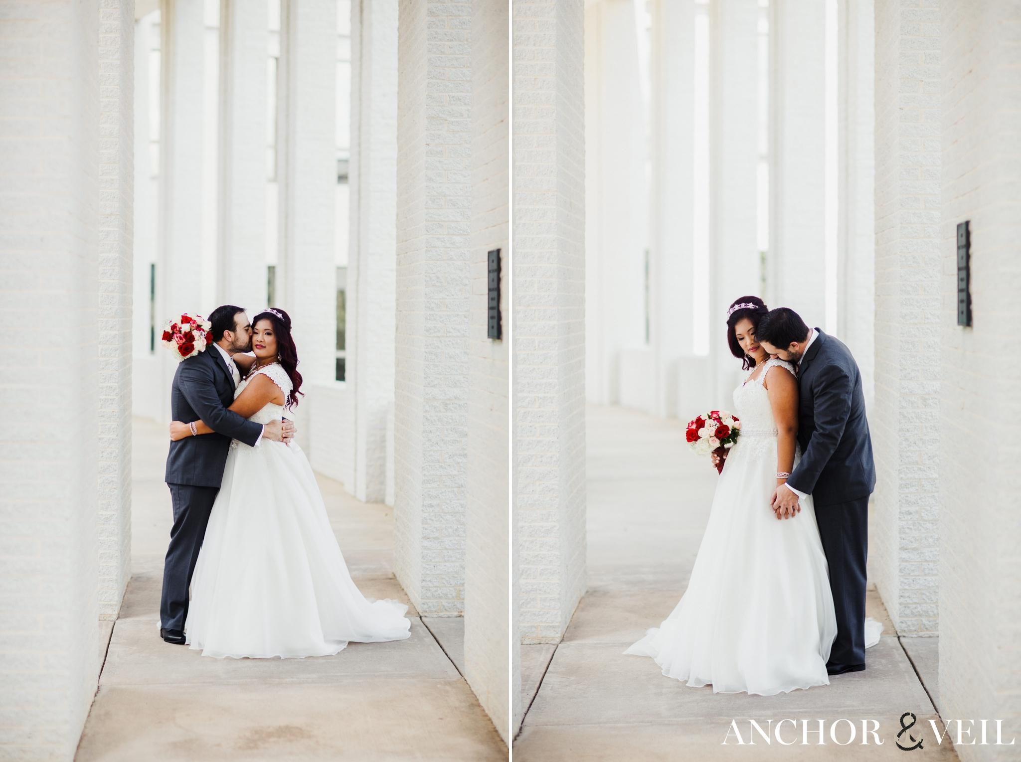 bride and groom in the pillars uptown charlotte