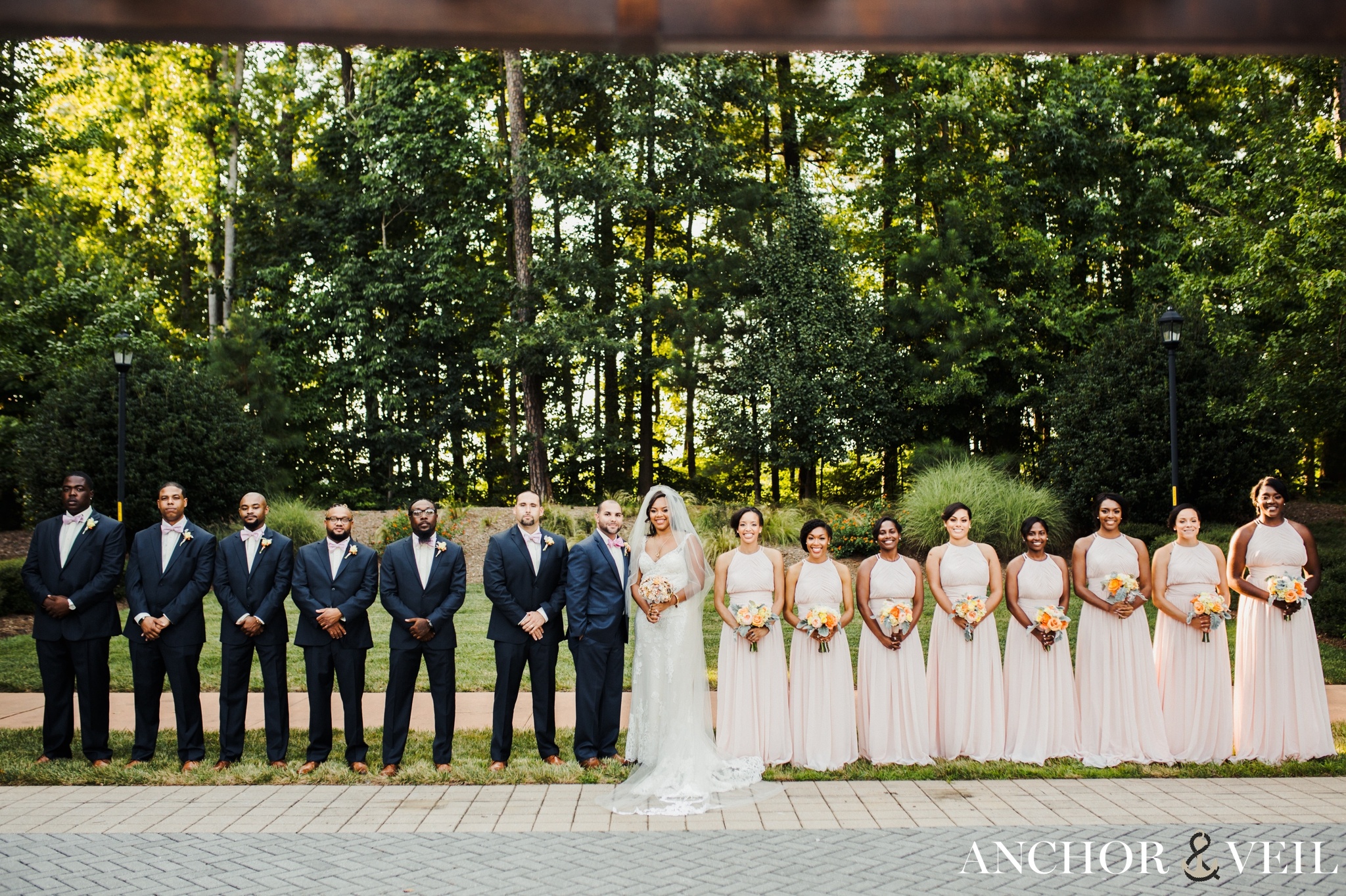 bridal party during the nc state club wedding