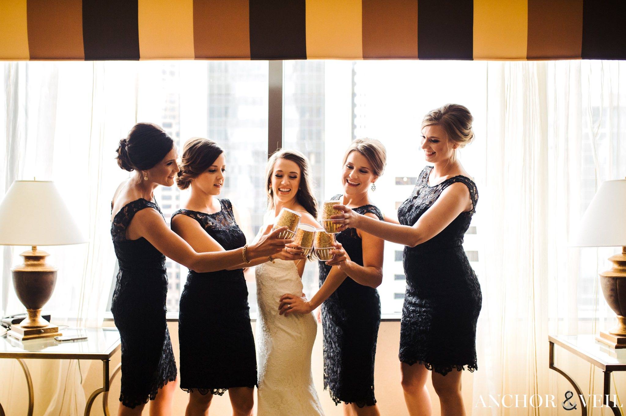 bridesmaids with her cups