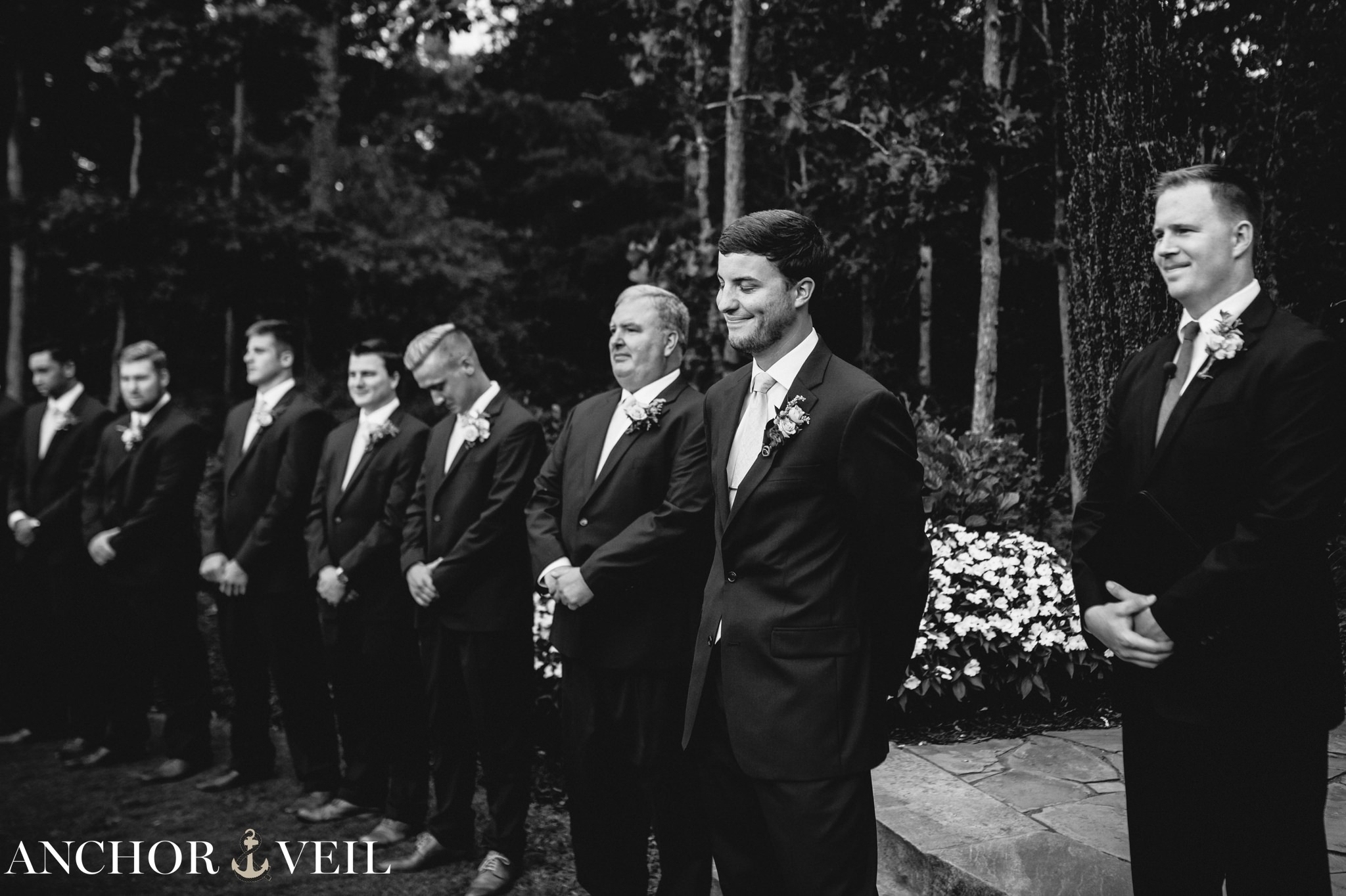 groom seeing the bride as they walk down the aisle