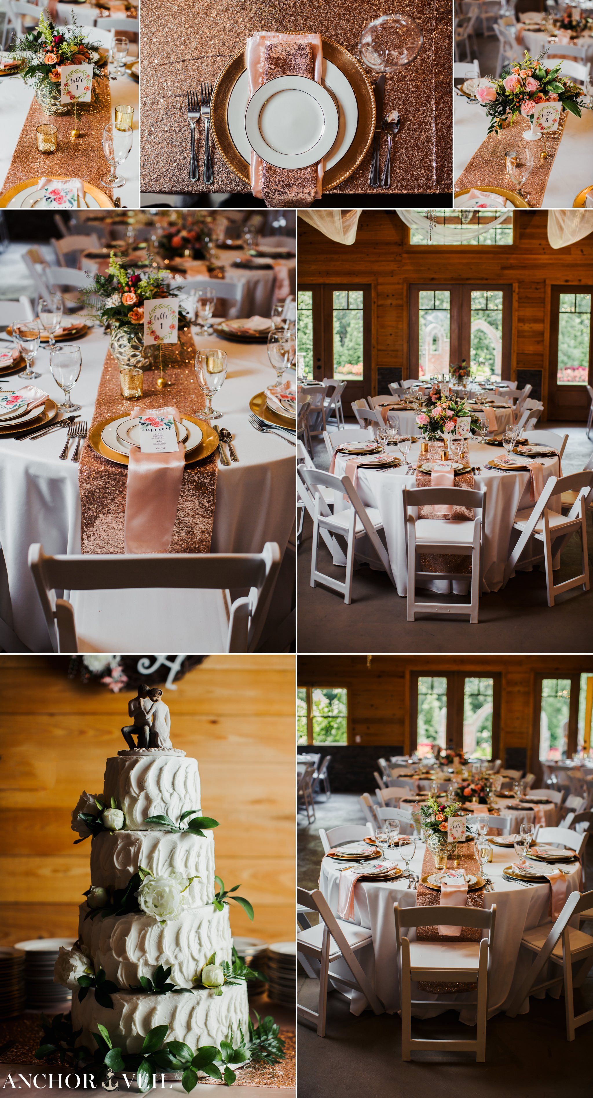 tables and florals at the reception 