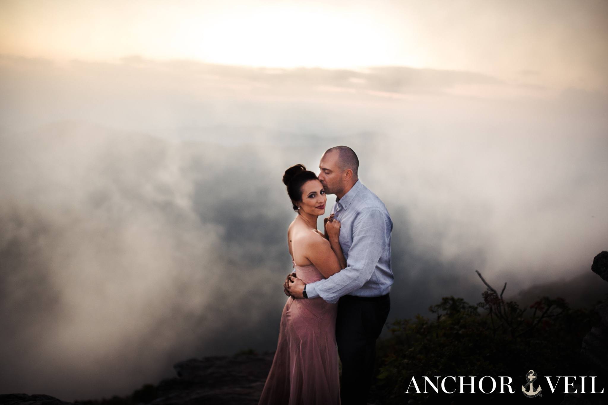 over the clouds during the Craggy Gardens Session engagement session