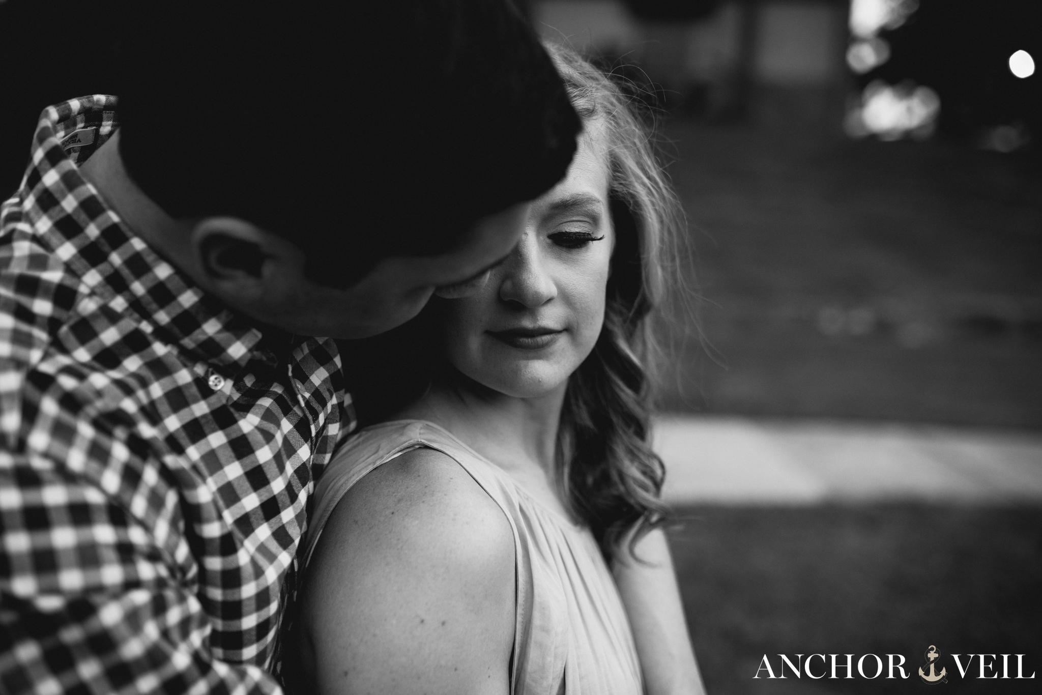 getting close to each other during the charlotte wedding engagement session 