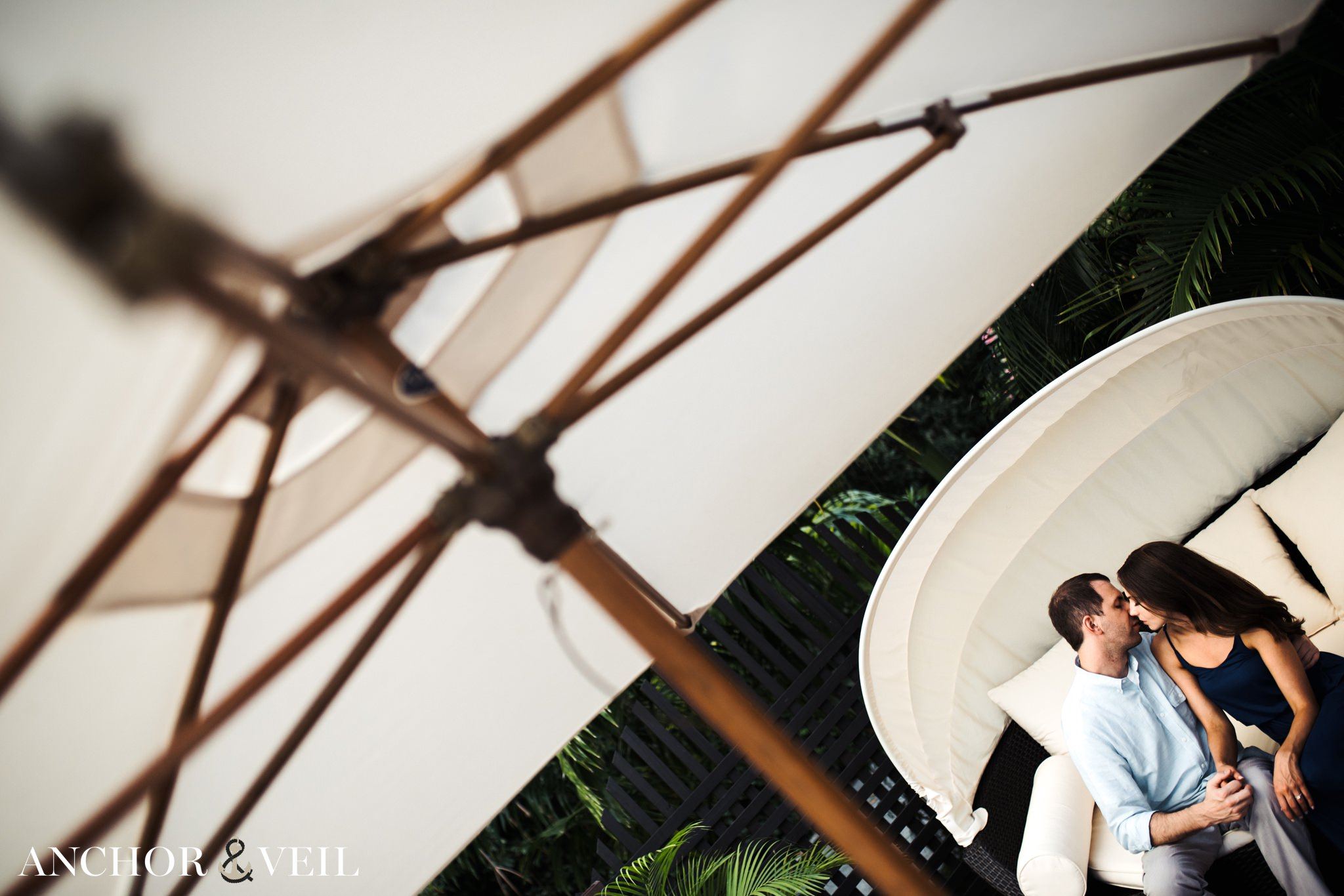 the chair and the umbrella together during the Hermitage Bay wedding Shoot 