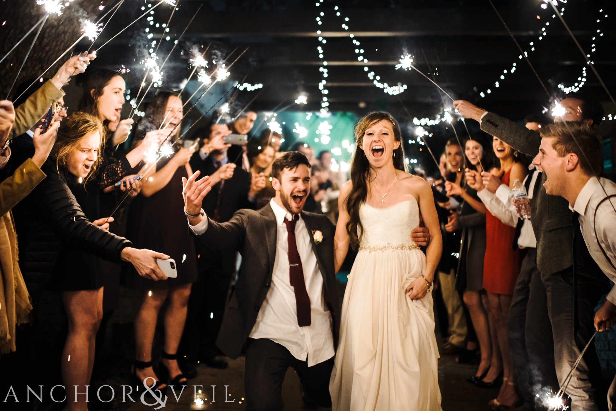 sparkler exit During their University Laundry wedding in Dallas texas 