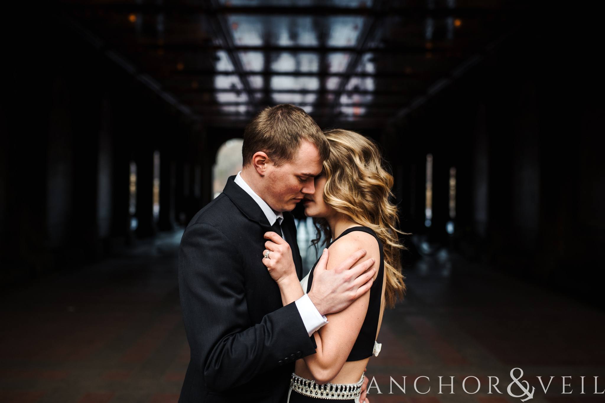 Getting close in light during their anniversary session