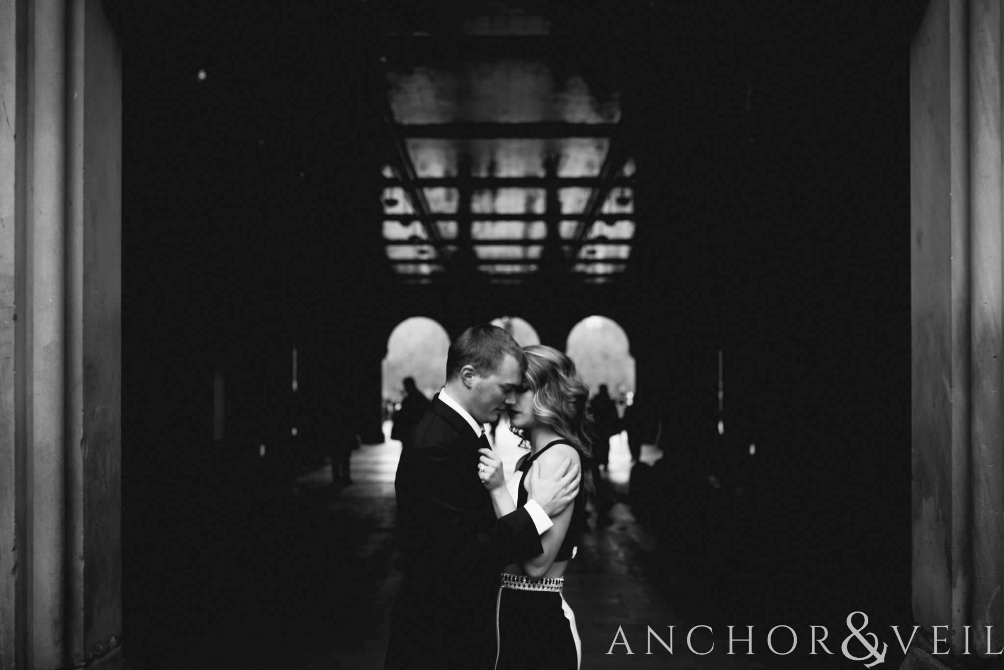 getting close in black and white during their anniversary session