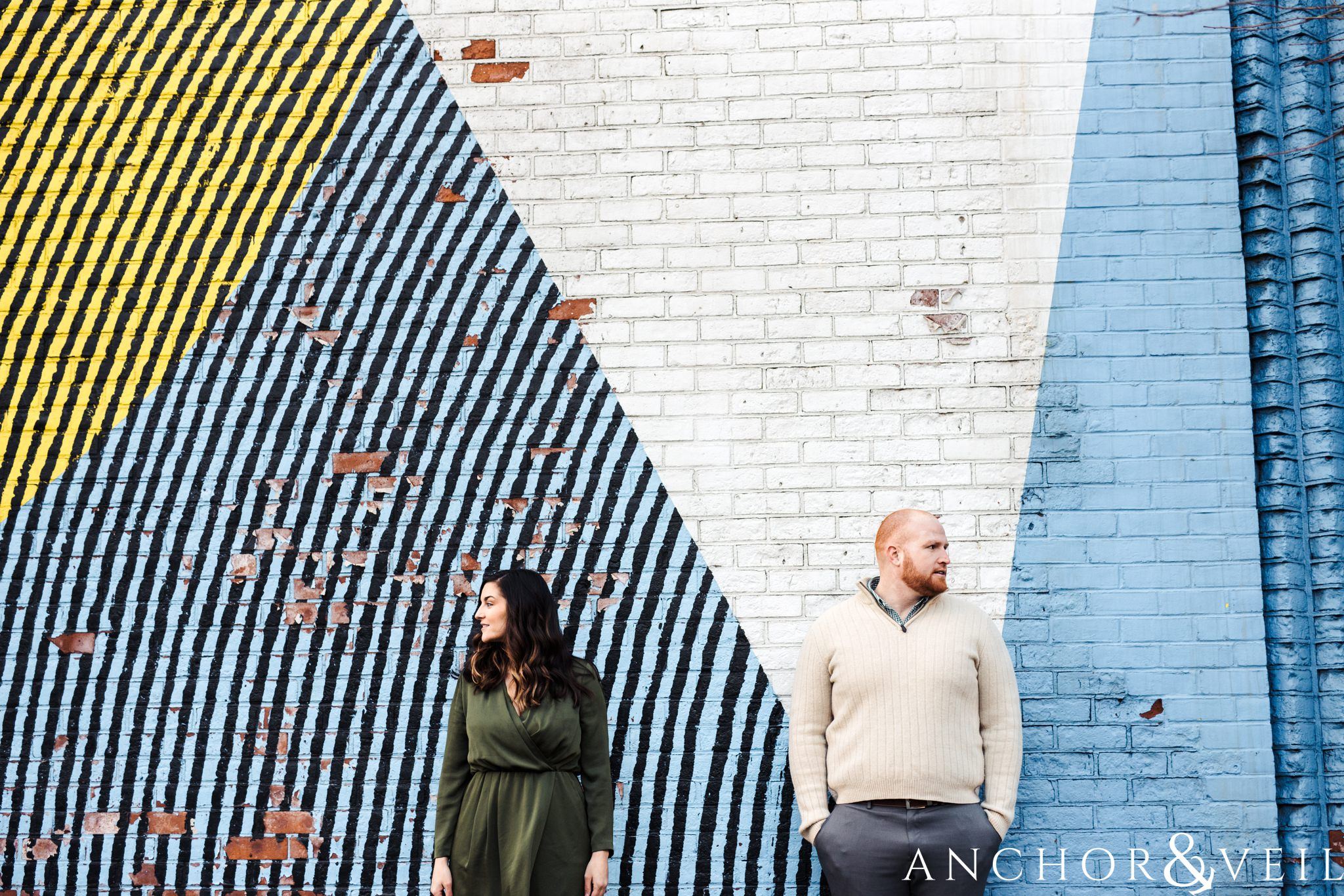playing with the colors During their Dumbo Brooklyn New York engagement session
