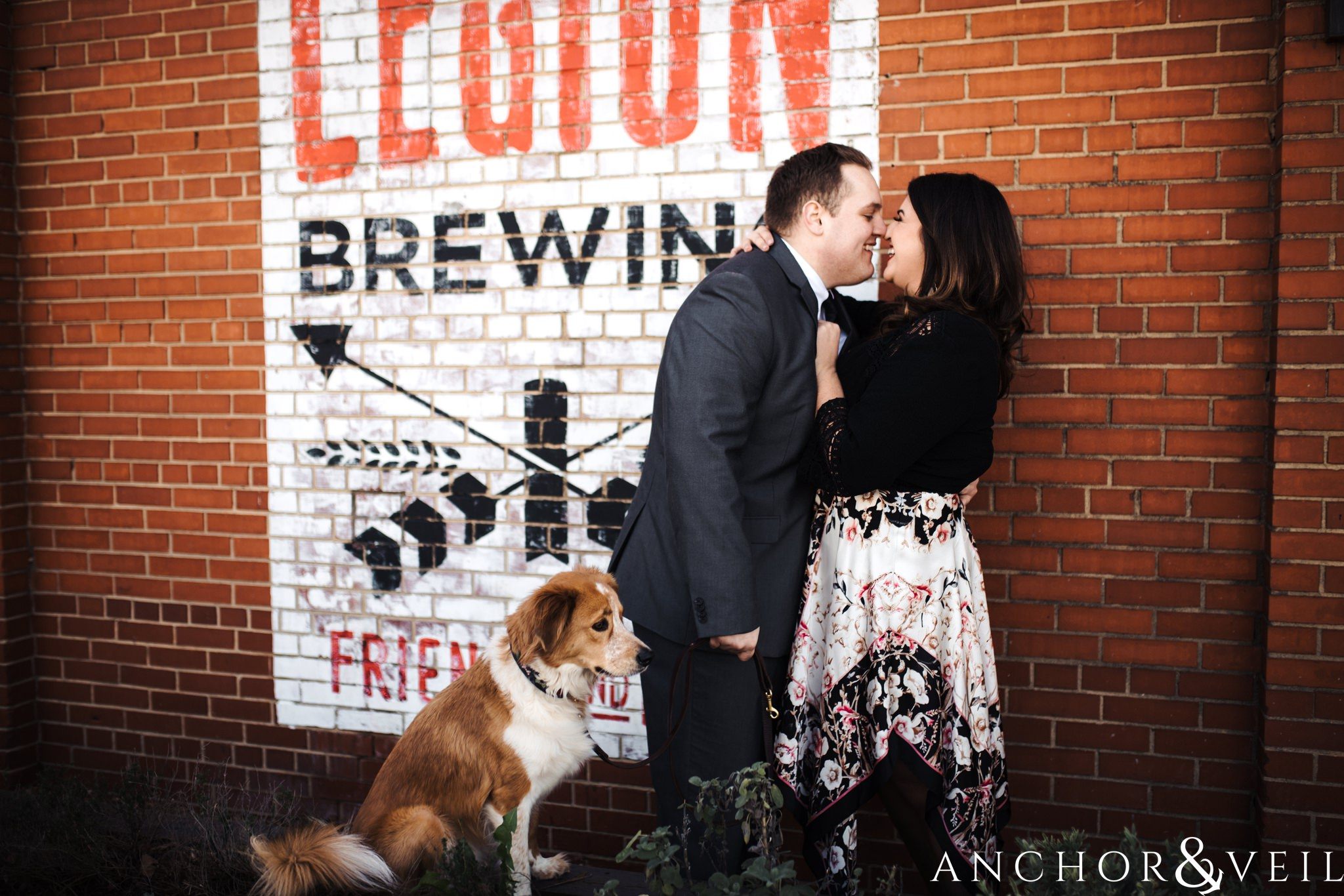 legion brewery sign during their southend charlotte engagement session