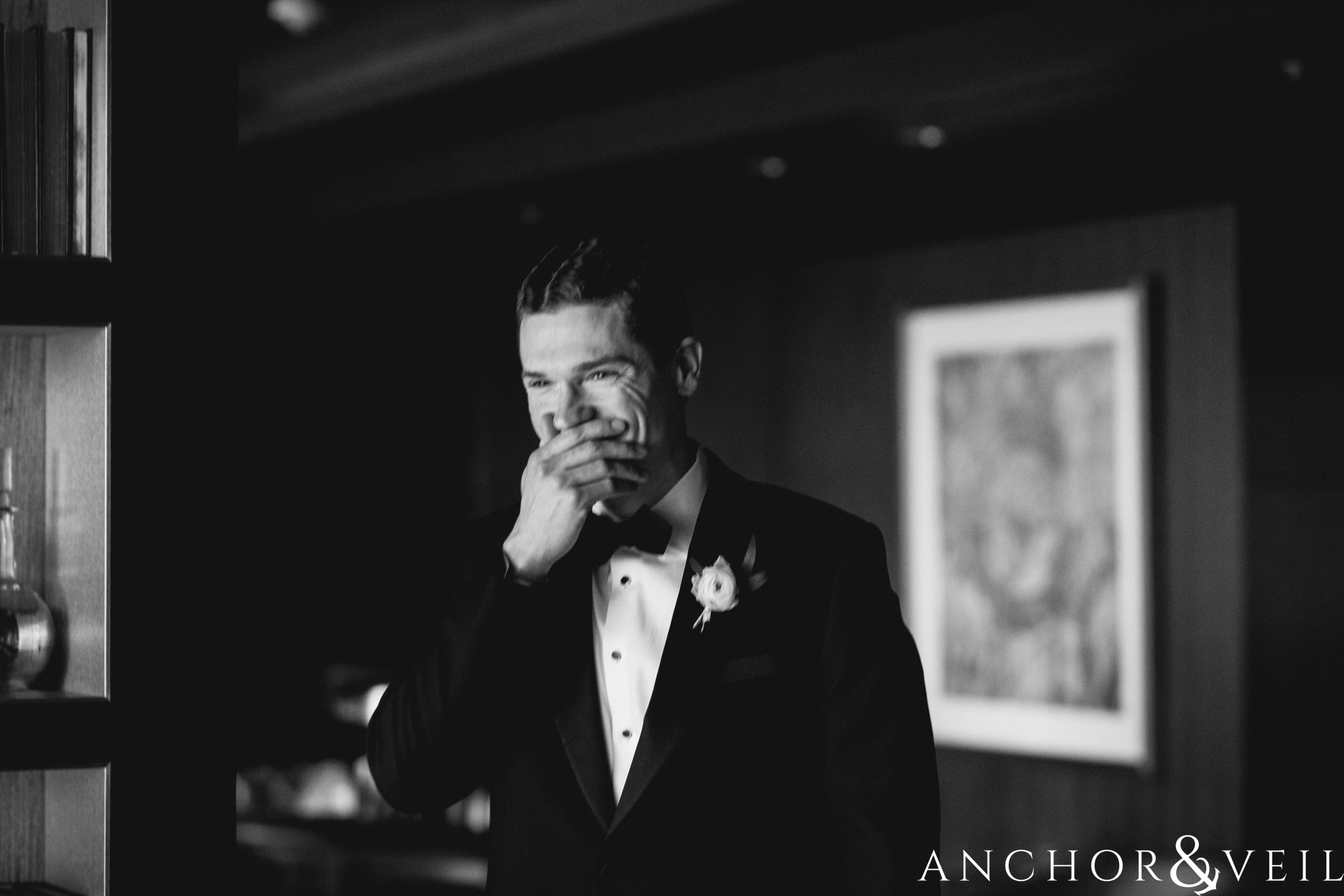 brother first look during their ritz Carlton wedding in Uptown Charlotte NC