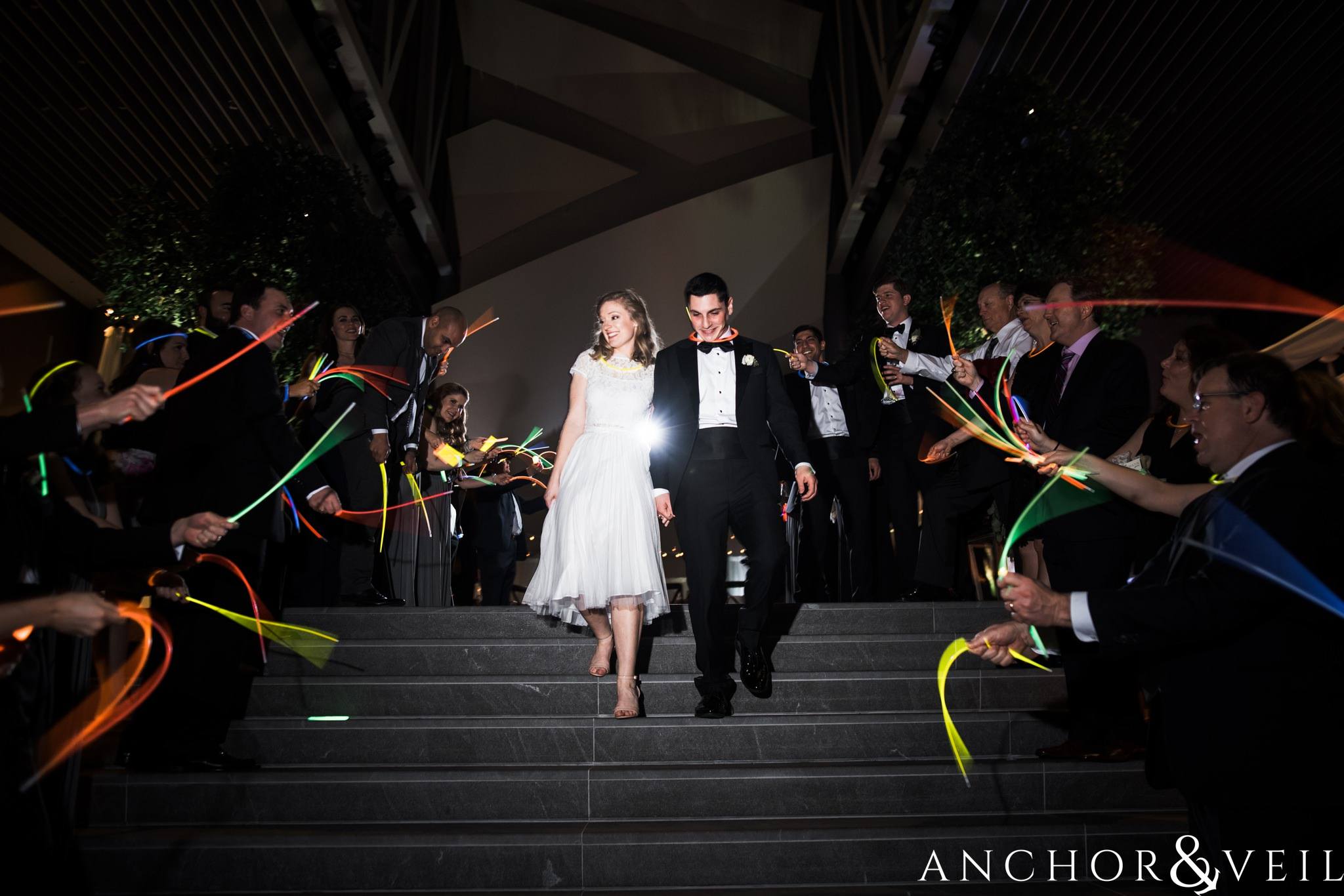 grand exit during their ritz Carlton wedding in Uptown Charlotte NC