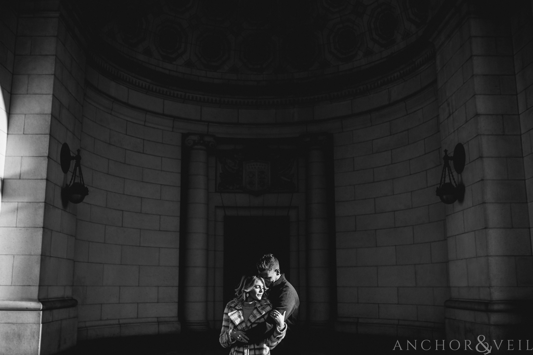 under the dome in union station during their Scenic Washington DC Engagement Session