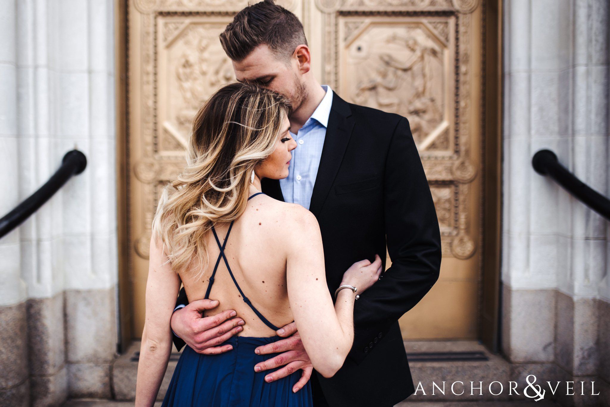 golden door during their Scenic Washington DC Engagement Session