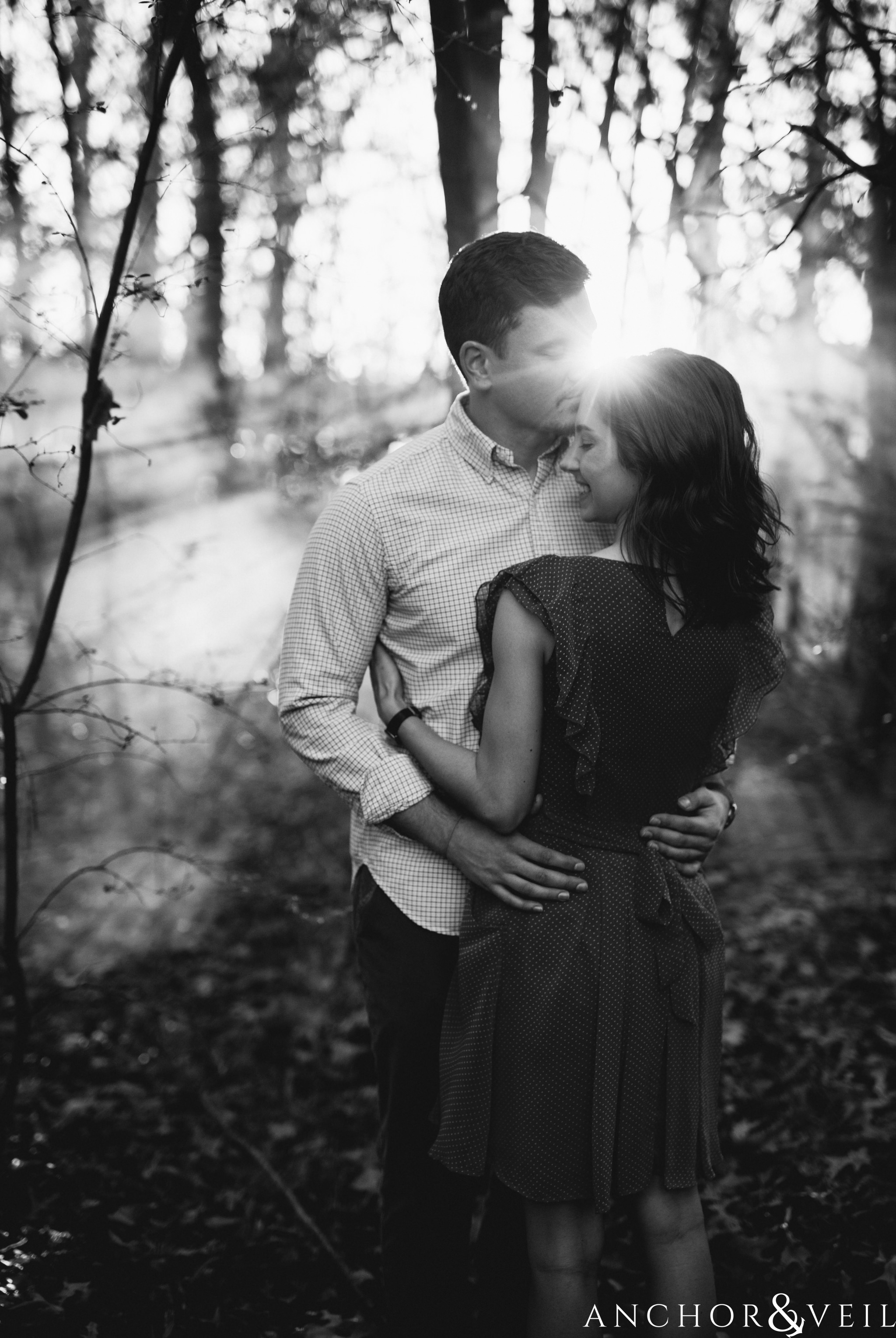 black and white during their southend Charlotte and Jetton park engagement session