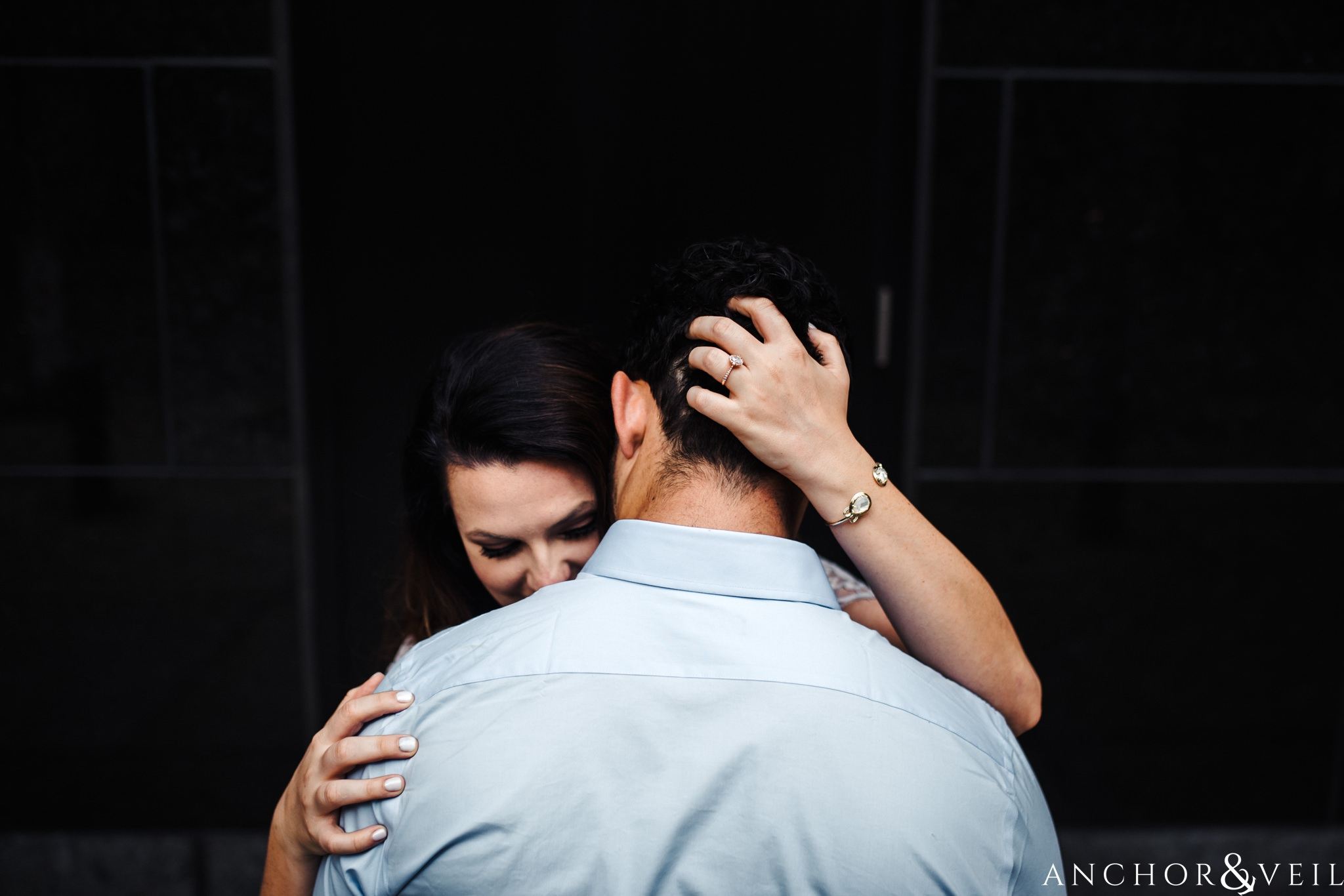 getting in close during their Uptown Charlotte NC Engagement Session