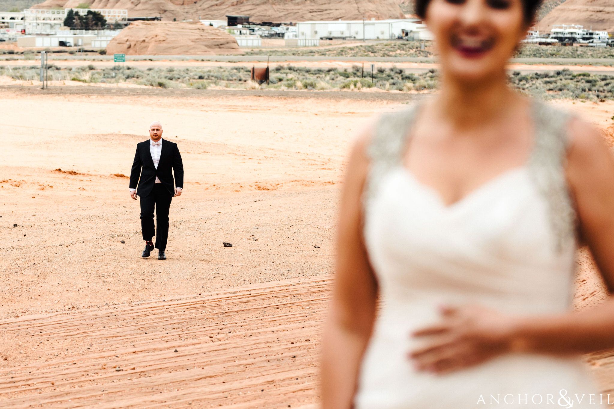 first look during their Horseshoe Bend Elopement Wedding