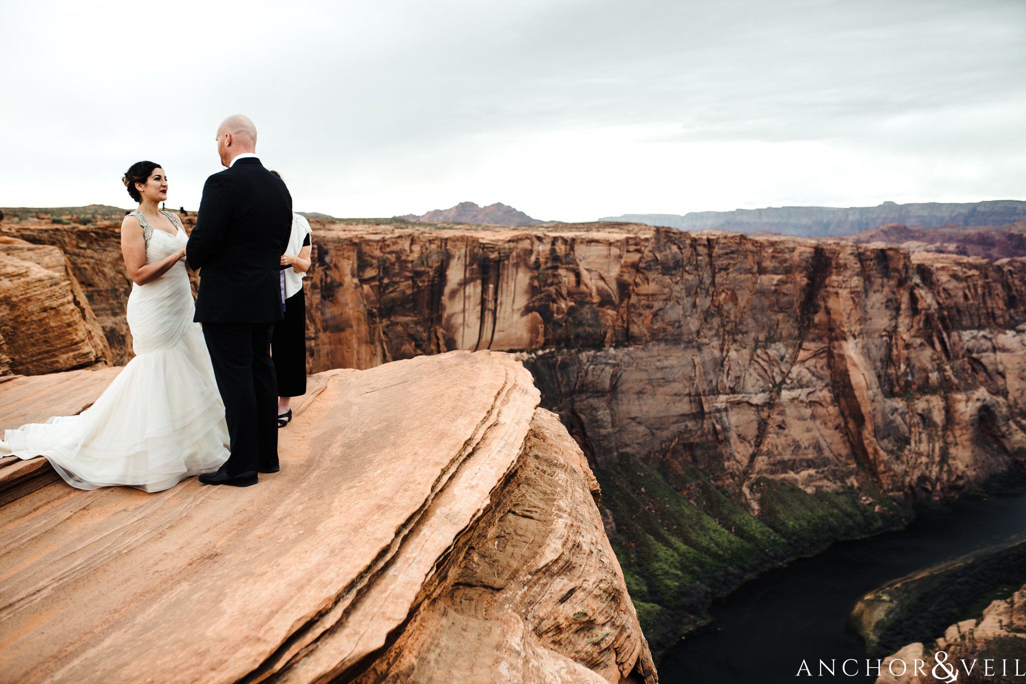 the water during their Horseshoe Bend Elopement Wedding