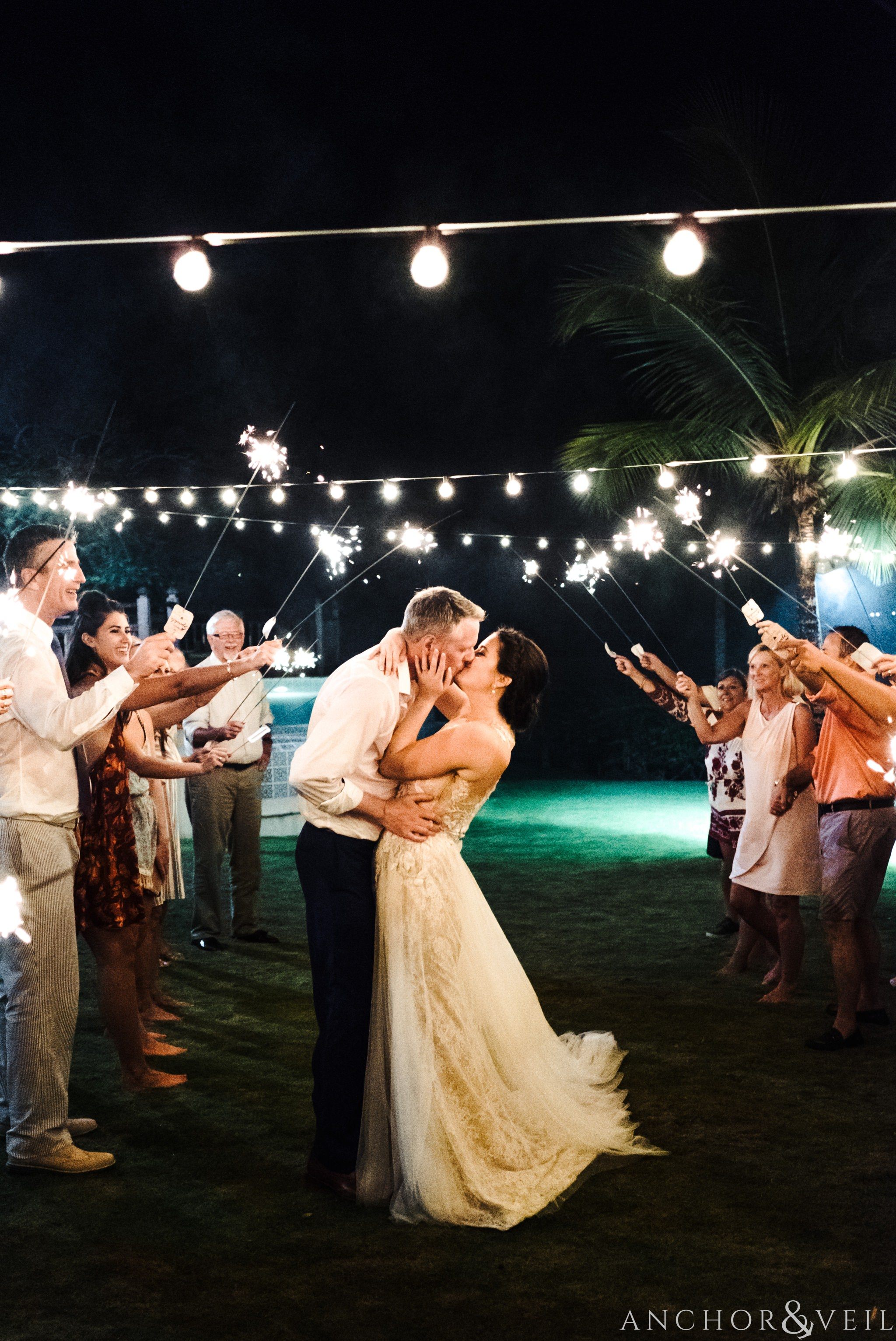 sparkler exit During their Cap Maison destination Wedding In St Lucia