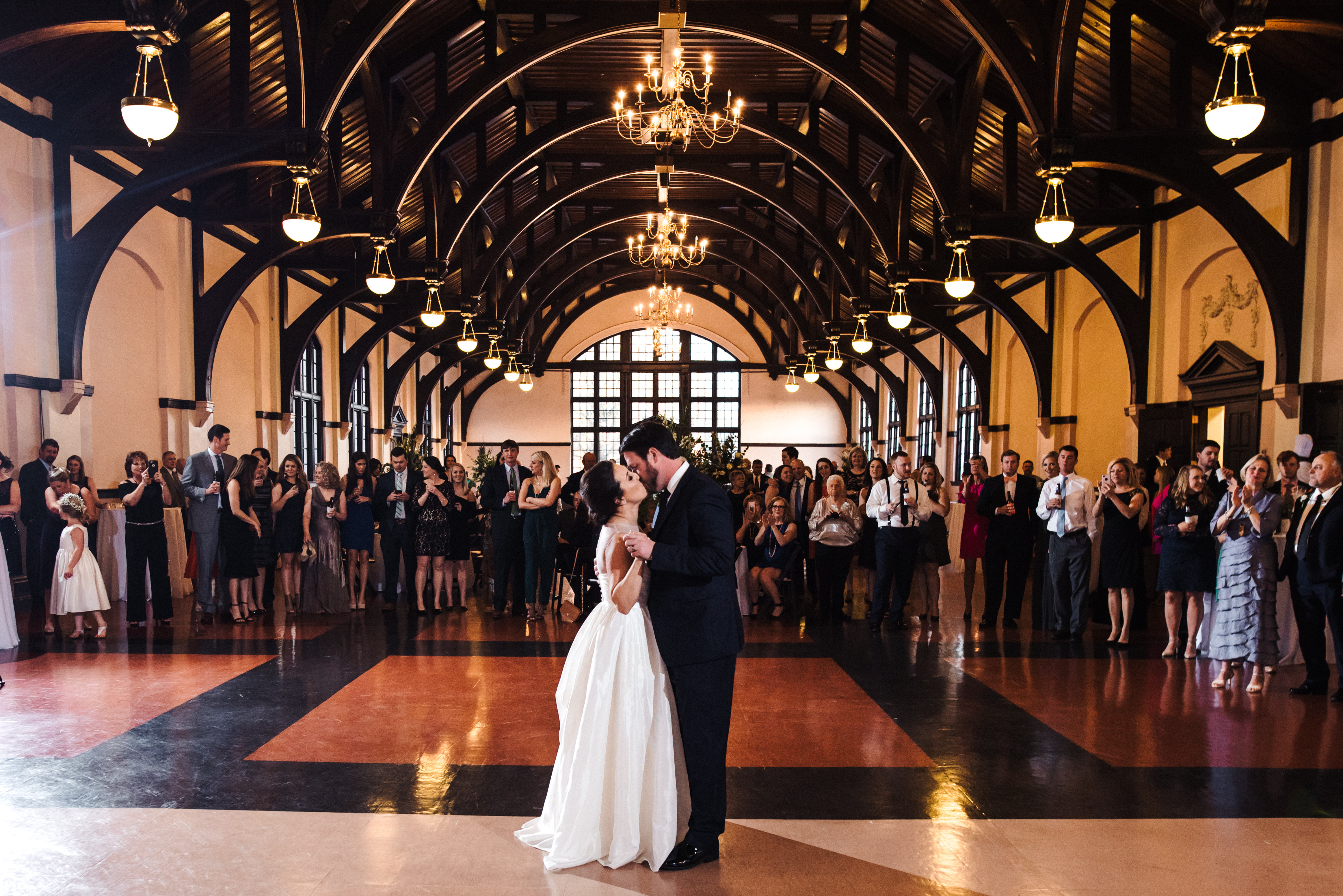 holding each other close during the first dance at Mcbryde hall
