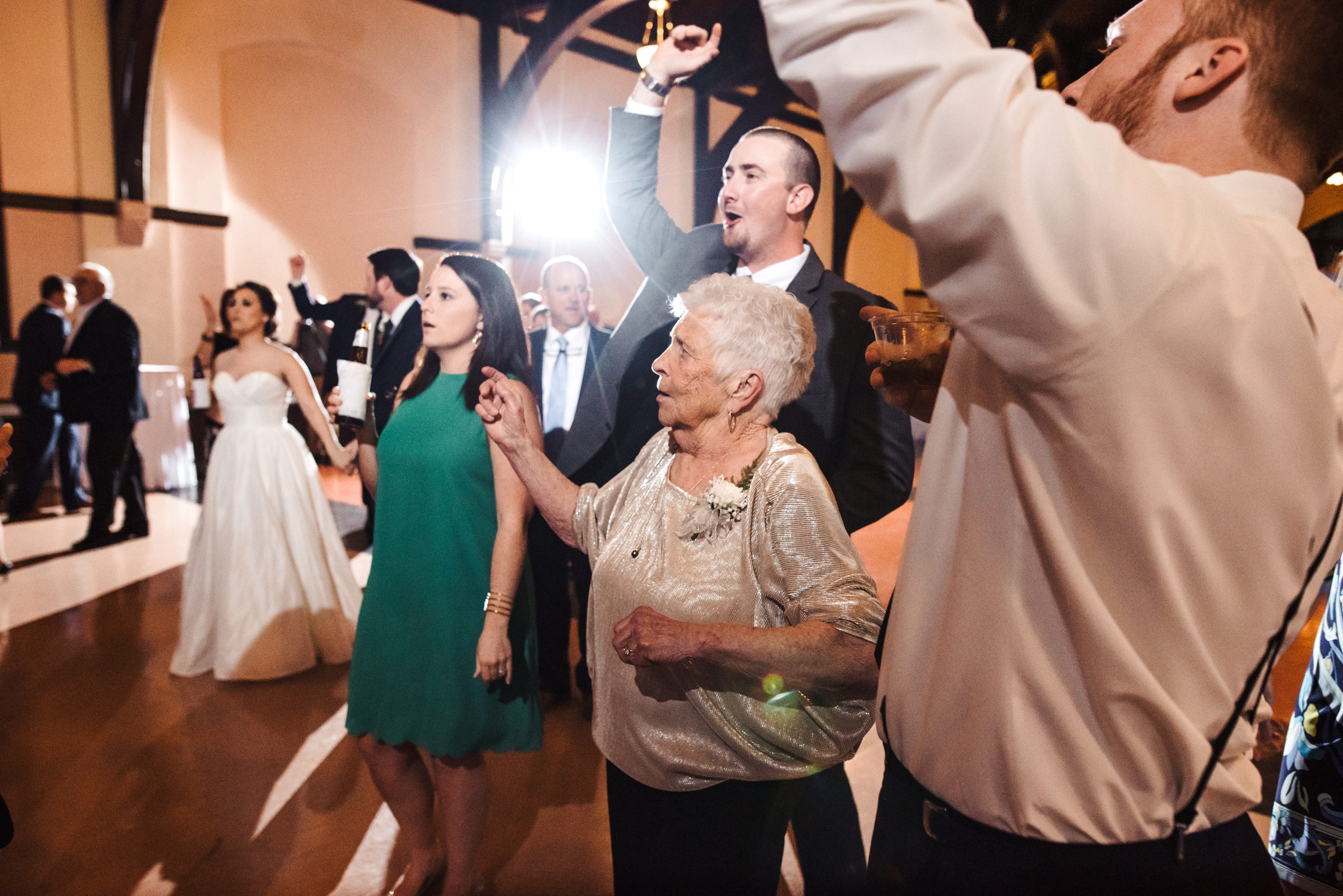grandma dancing at reception at Mcbryde Hall Wedding